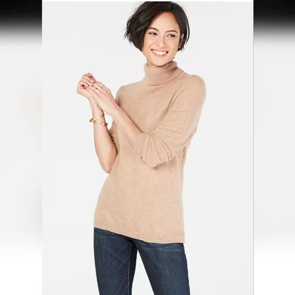 Charter Club Camel 100% Cashmere Turtleneck Sweater, XL - Picture 2 of 8